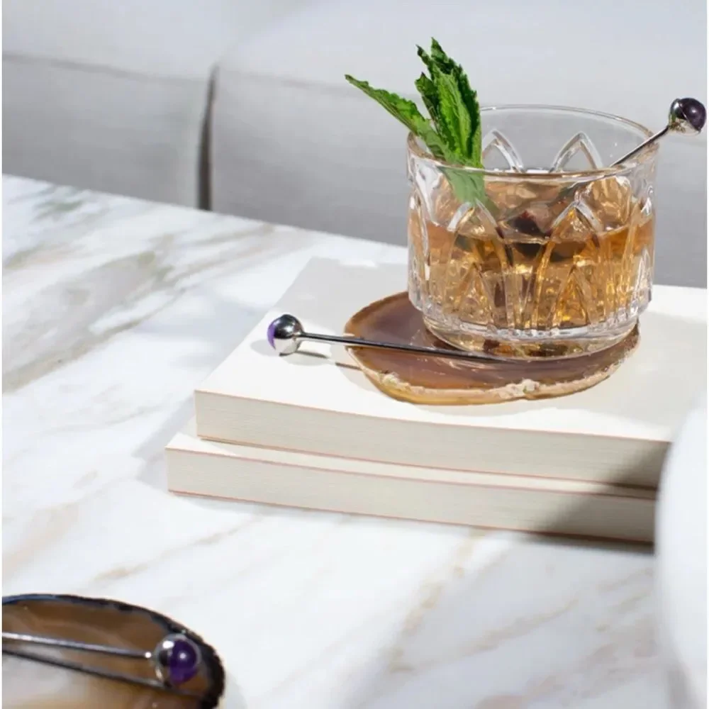 ANNA New York  Natural Agate  Coasters in Smoke Set of 4